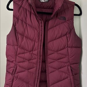 The North Face Women's Quilted Puffer Vest - Wine -Deep Burgundy Pockets